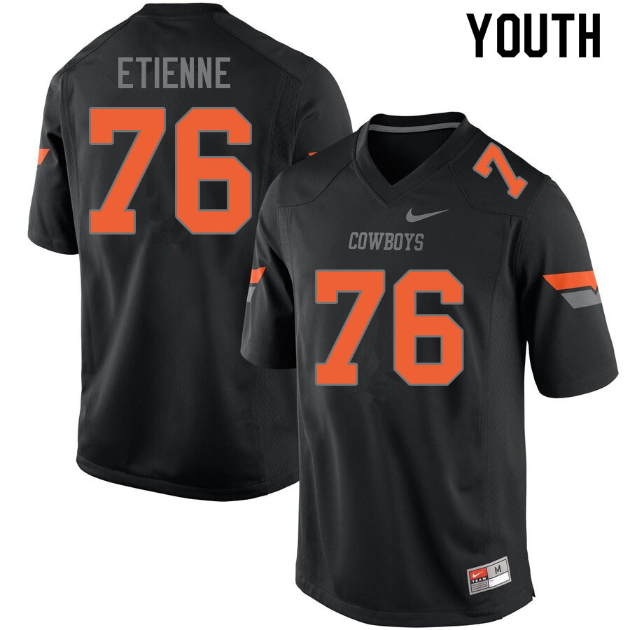 Youth #76 Caleb Etienne Oklahoma State Cowboys College Football Jerseys Sale-Black - Click Image to Close